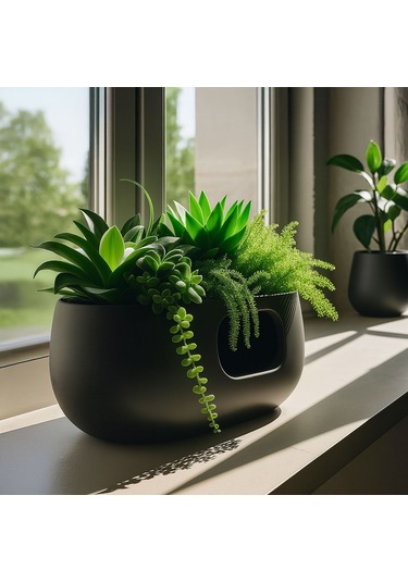 Modern Siyah Dekoratif Saksı