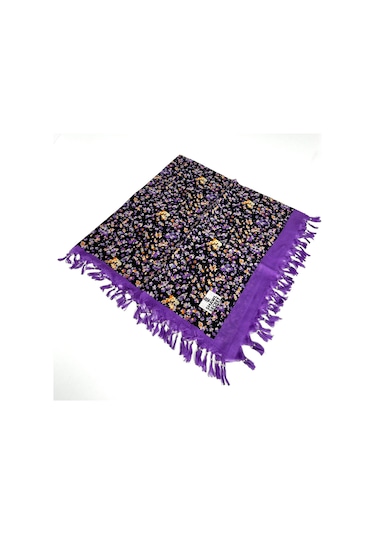 Shawl Secret Sökme Boncuklu Pamuk Yazma - 05868 Mor