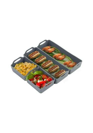 Besthome1 4'lü Gri Silikon Fırın Bölücü Seti - Dayanıklı, Anti Yapışkan, Farklı Malzemeler İçin Gri Gri