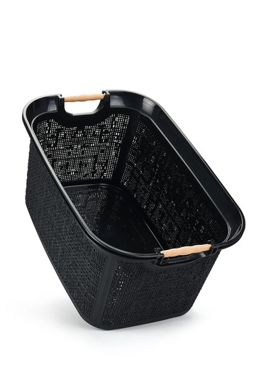 Practical Kulplu Temiz Çamaşır Sepeti & Sele-siyah Siyah