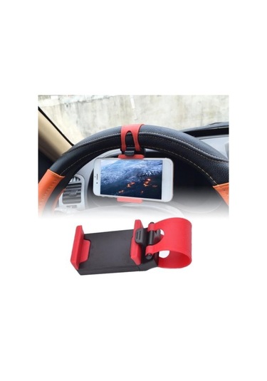 Jms Güçlü Taşıma Kapasitesi Profesyonel Evrensel Araç Direksiyon Cep Telefon Tutucu Kırmızı