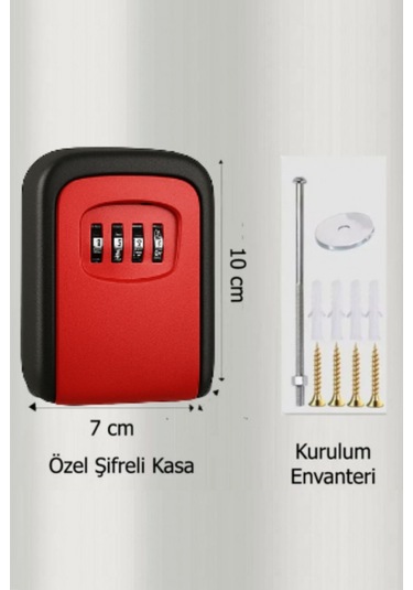 Büro Ev Ofis Güvenliği İçin Kırmızı Şifreli Mini Eşya Anahtar Saklama Kasası
