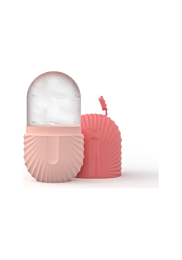 Vkemall Cilt Bakımı İçin Çok Amaçlı Yüz Buz Makinesi Ve Masaj Aleti - Pembe Kabuk Desenli