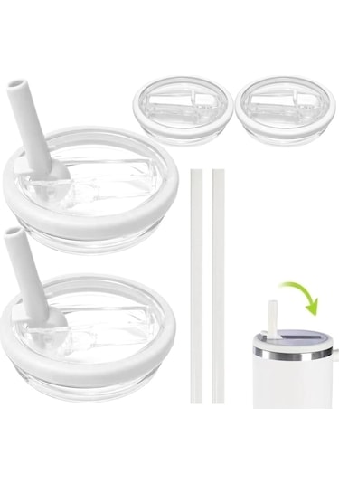 Stanley 40oz Adventure Quencher Şeffaf Hasır Kapak Yedek Parçaları İçin, Özellikler: 4 Adet / Takım Beyaz