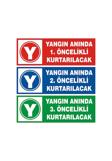 Yangında 2. Öncelikli Kurtarılacak Uyarı Etiketi