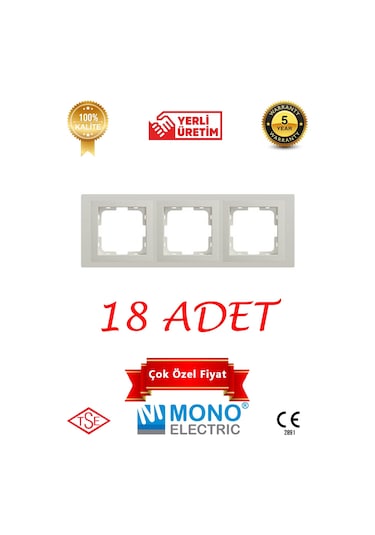 Beyaz Üçlü Çerçeve 18 Adet Mono Despina