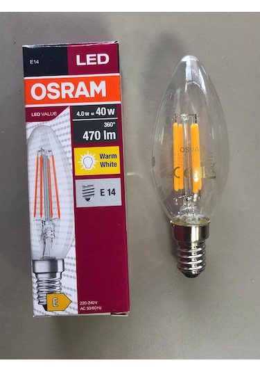 5 Adet Osram Rustik Led Lamba E14 4w 40w 470 Lümen 2700k Sarı