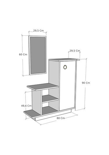 Arnetti Asia Kapaklı Dolaplı Aynalı Dresuar, Safirmeşe Antrasit - Asia Antrasit - Safirmeşe