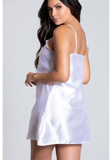 Merry See Kısa Saten Gecelik Beyaz