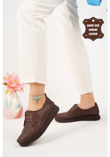 Elit Mn83c Kadın Hakiki Deri Espadril Kahverengi Kahverengi