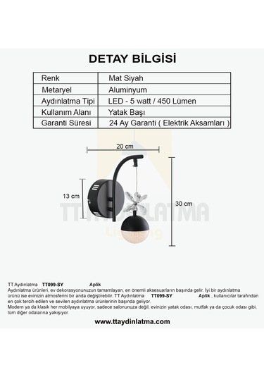Tt099-sy Tt Aydınlatma Toplu Mat Siyah 3renkmodüllü Ledli Aplik Siyah