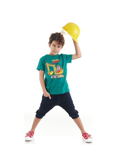 Denokids Mshb&g Yellow Digger Erkek Çocuk T-shirt Kapri Takım Çok Renkli