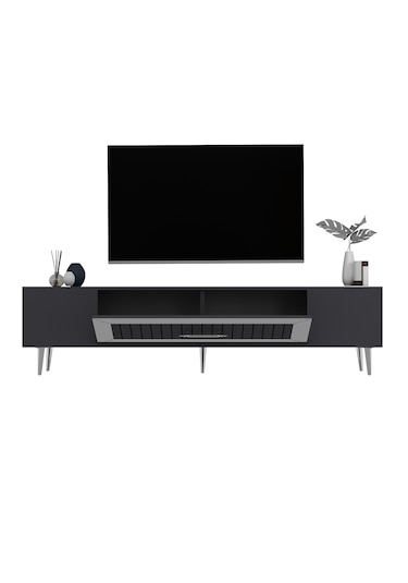 Lahor Tv Sehpası Tv Ünitesi 150 Cm Antrasit Gümüş
