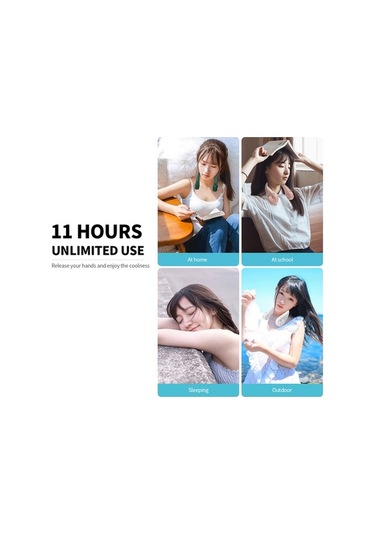 Yunboo 360 Esintili Boyun Askılı Bıçaksız Fan - 3 Hız Ayarlı, 16 Saate Kadar Çalışma Yeşil Yeşil