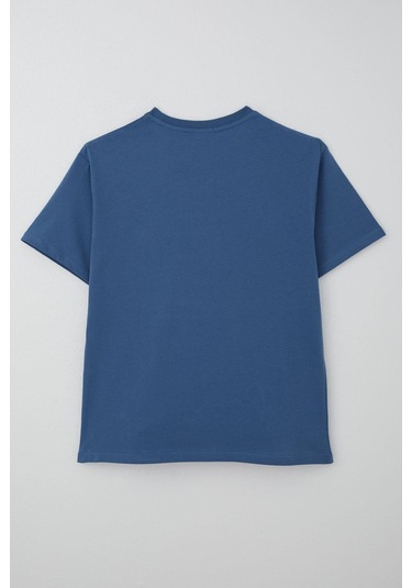 Breeze Erkek Çocuk Tişört Yazı Baskılı Arma Detaylı 9-14 Yaş, İndigo Indigo