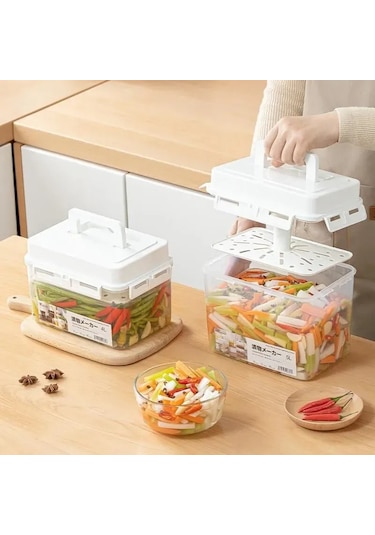 Ruicoo 4l Kapaklı Turşu Kabı - Hava Geçirmez Saklama Kabı, Mutfak İçin Pratik Beyaz