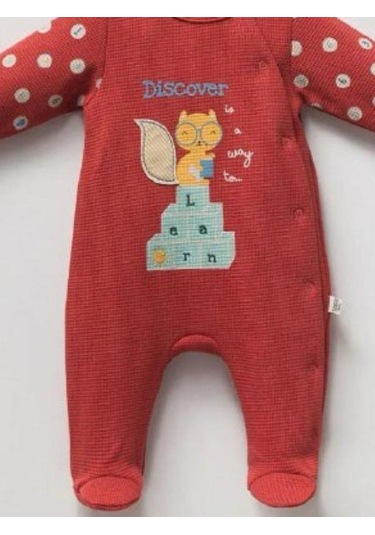 Erkek Bebek Sincap Baskılı Tulum-14943 Kiremit