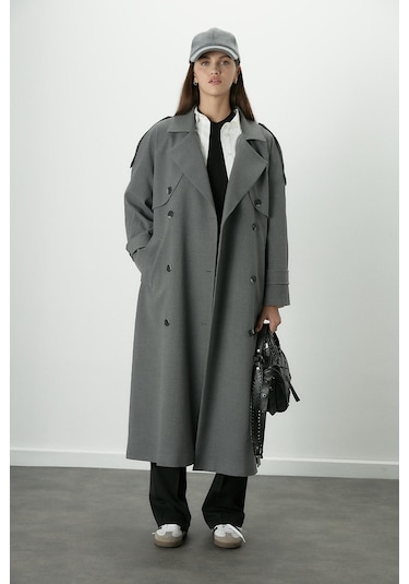 Manuka Premium Oversize Trençkot Gri