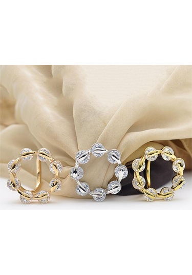 Suntek Zirkon Kristal Yüzük Moda Bayan İpek Şifon Altın-gül Çok Renkli