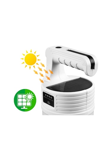 UniChrome Güneş Enerjili Solar Aydınlatma Kamp Lambası Beyaz