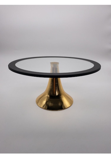 Fiyakalı Ürünler Atölyesi Yuvarlak ve Dikdörtgen Kek Pasta Kurabiye Standı 2'li Siyah