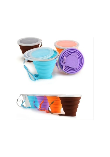 Elmpaly Katlabilir Silikon Seyahat Bardağı 270ml Gri Kamp Ve Doğa Yürüyüşü