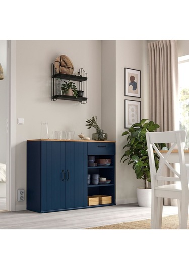 Büfe, Derinlik: 37.5 Cm Yükseklik: 90 Cm Genişlik: 120 Cm Depolama Ve Organizasyon Vitrin Mavi-siyah Mavi