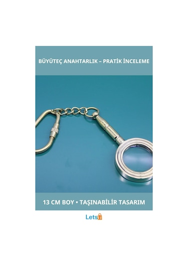 Dayanıklı Pirinç Vintage Büyüteç Anahtarlık 13 Cm