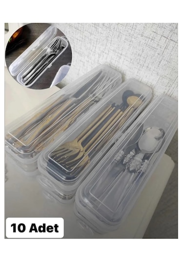 10 Adet Multix Çatal Kaşık Bıçak Saklama Kutusu - Çeyizlik Kaşık