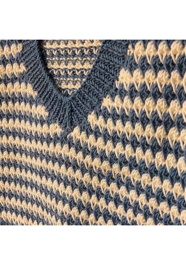 Uretti - Talia 8659 - 5602 El Örgüsü Erkek Çocuk Kazak - 2 Yaş Mavi - Krem