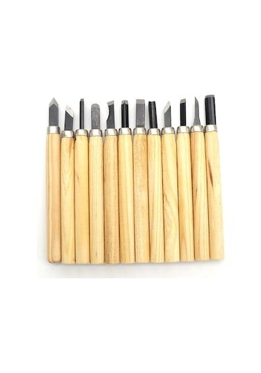 Sones 12 Adet / Set Çeşitli Ahşap Oyma Aletleri Seti Paslanmaz Çelik Bıçak Ve Ahşap Saplı Diğer