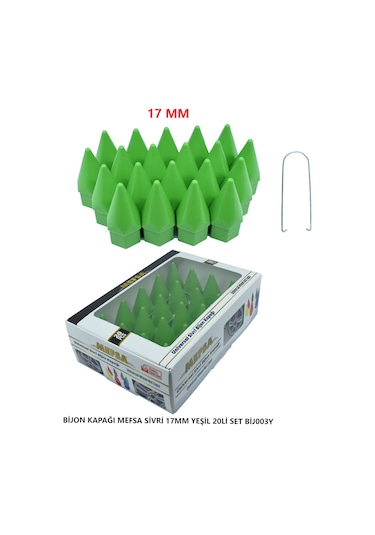 Bijon Kapağı Sivri 17 Mm Yeşil 20 Li Set