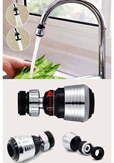 Tasarruflu Siyah Fonksiyonlu Musluk Başlığı Yağmurlama Perlatör Siyah