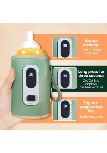 Willowhaven Gkkown Akıllı Usb Şişe Isıtıcı Gerçek Zamanlı Sıcaklık Göstergeli Taşınabilir Blue