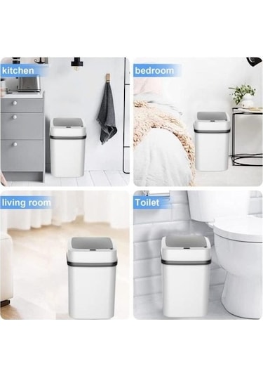 Yunboo Ev İçin Akıllı Atık Kutusu - Endüksiyonlu Otomatik Kapaklı, Dokunmatik Kontrol, Büyük Hacimli, Ev Ve Banyo Uygun Diğer