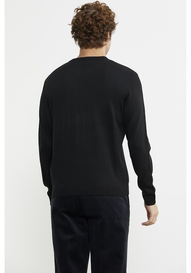 Sıfır Yaka Basic Triko Kazak - Siyah 001