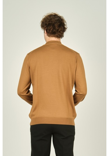 Ateş Triko Erkek Yarım Balıkçı Yaka Yün Kazak 0004 Camel Camel