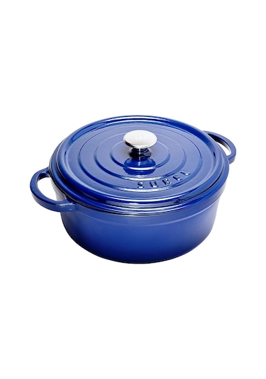 Sürel Aroma Kapak Parlak Mavi Yuvarlak Tencere 32 Cm Mavi
