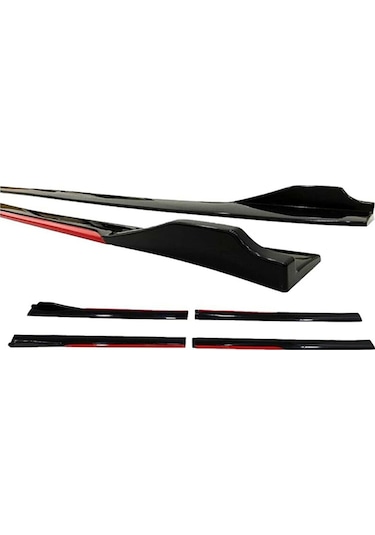 Skoda Karoq 2017+ Kırmızı Şeritli Renkli Yan Marşpiyel 2 Adet Piona Black
