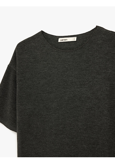 Koton Regular Fit Kısa Kollu Bisiklet Yaka Basic Tişört Antrasit 6sak50197ek Antrasit
