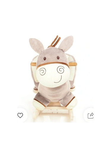 Exorbaby Ahşap Ayaklı Peluş Sallanan At Aslan Kuzu Oyuncak Antrasit
