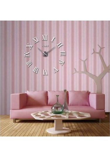 Dekoratif 3D Duvar Saati Roma Rakamlı Model (446720408)