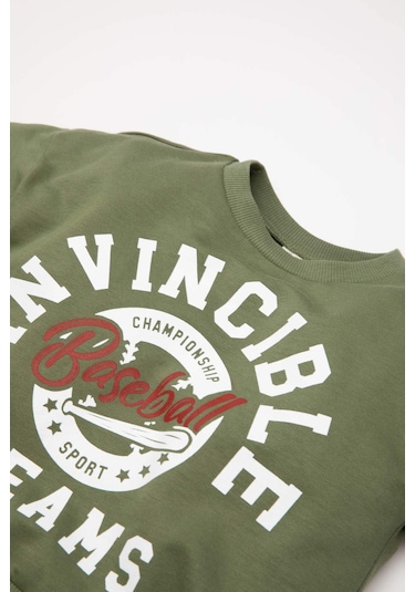 DeFacto Erkek Bebek 2'li Takım Baskılı Sweatshirt Eşofman Altı D6254A5NSKH450 Haki