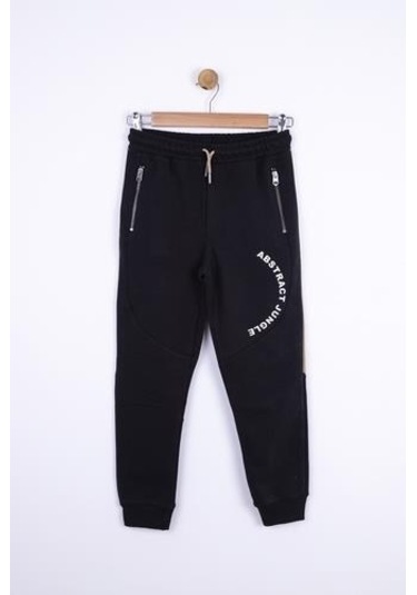 Erkek Çocuk Beli Paçası Lastikli Yanlardan Fermuarlı Warm Eşofman Altı-13405-siyah Siyah