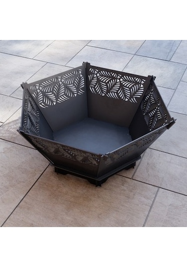 Portatif Altıgen Ateş Çukuru Bahçeniz İçin Dekoratif Siyah