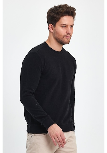 Explode - Erkek Siyah Bisiklet Yaka Kazak-siyah Siyah