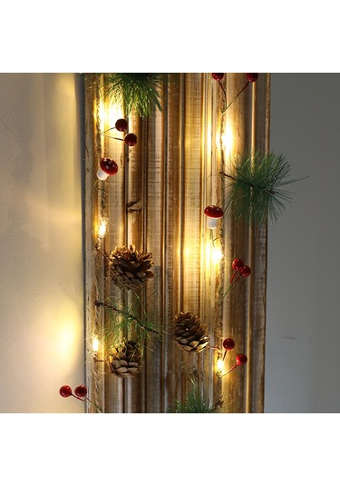 Geeksen Noel Led Işık Zinciri 2m 20 Işık, Çam İğnesi, Kozalak Ve Mantar Dekorasyonu, Pil Beslemeli Pil Yok Diğer