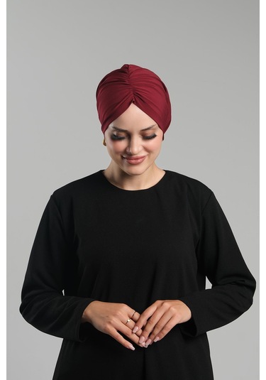 Bordo Pratik Hazır Geçmeli Tesettür Bone Sandy Büzgülü Salaş 2119 16 Bordo
