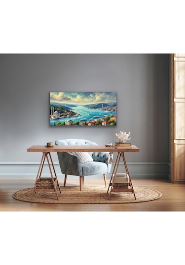 İstanbul Boğaz Manzarası Kanvas Tablo 60x120cm
