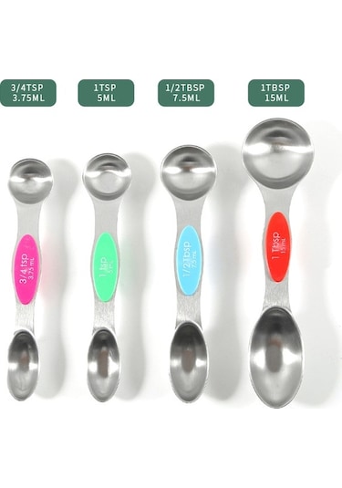 Ulzyvf Paslanmaz Çelik 13 Parça Ölçü Kaşığı & Kupası Seti - Kuru/sıvı İçin Manyetik Tutuculu Renkli Çok Renkli
